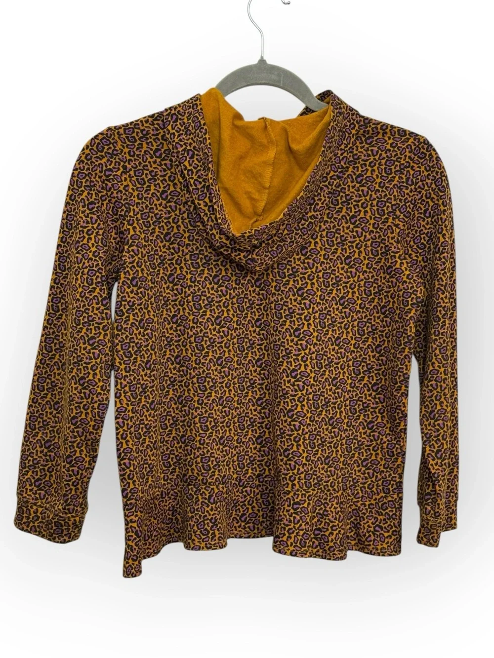 Wrangler Girls' Leopard Print Hoodie in Yellow and Pink